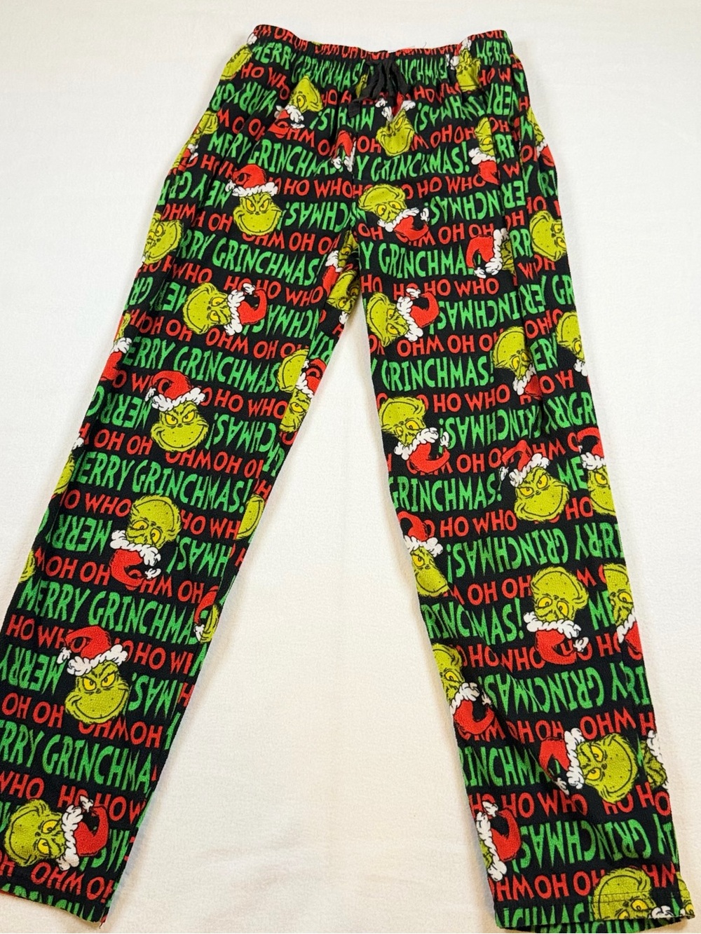 Dr Seuss The Grinch Merry Grinchmas Fleece Pajama Pants Black Green Red Medium